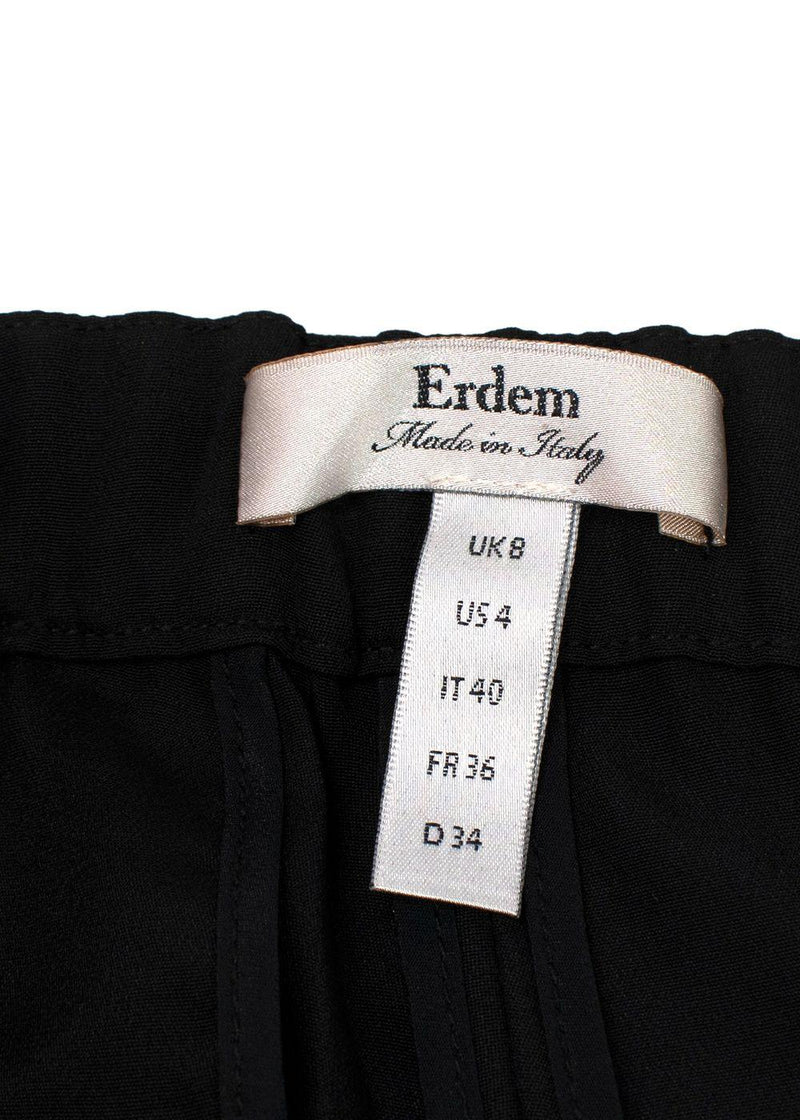 Erdem Black Contrast Piping Silk Tailored Trousers