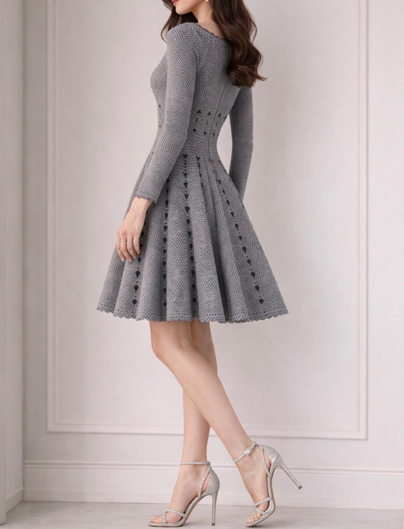 Alaia Grey Fit And Flare Dress