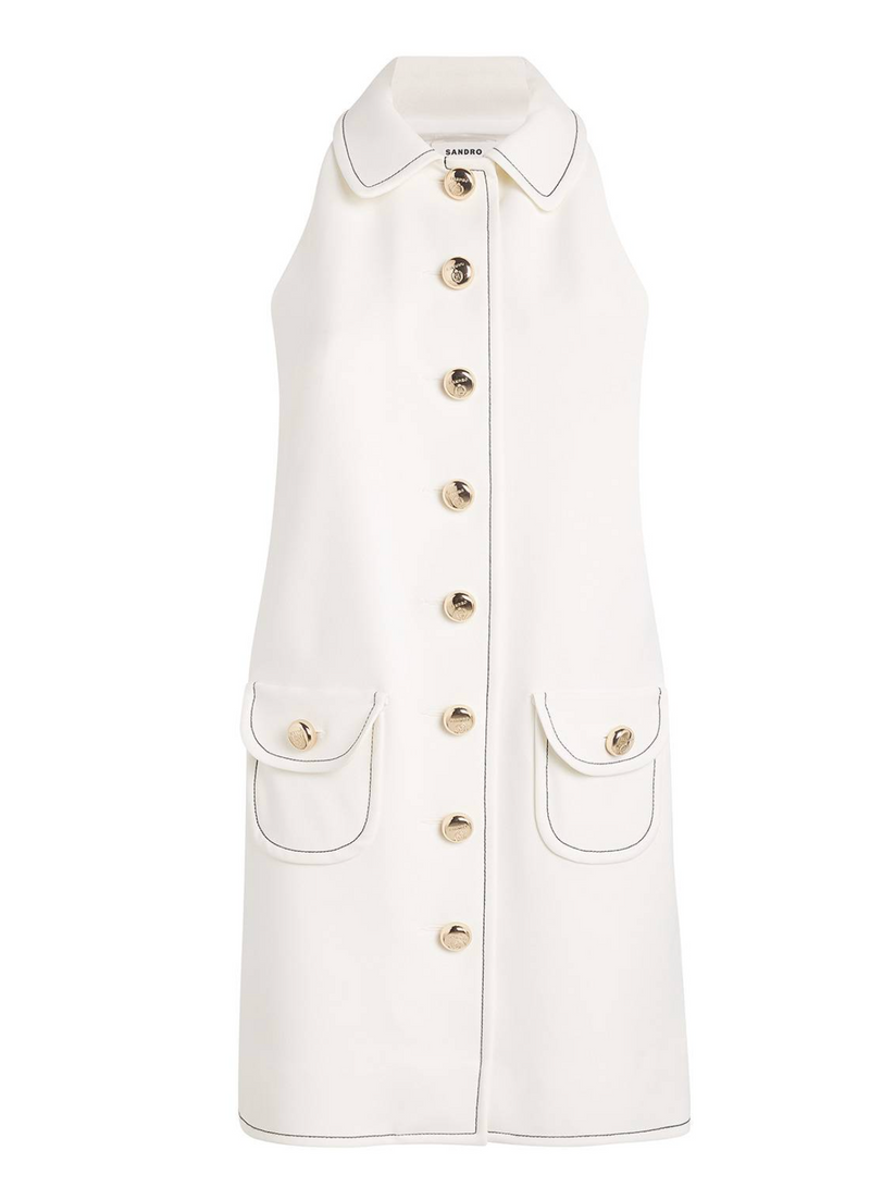 Sandro Topstitched Mini Shirt Dress