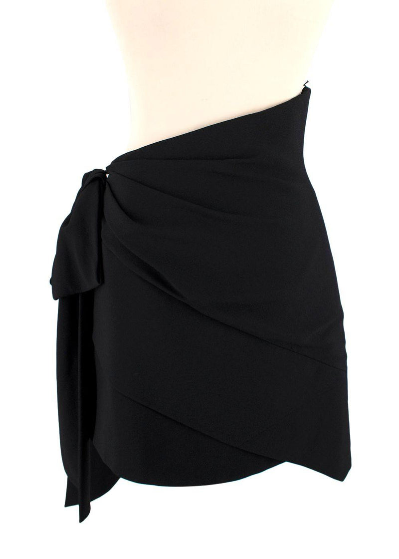 Saint Laurent Black Asymmetric Draped Mini Skirt