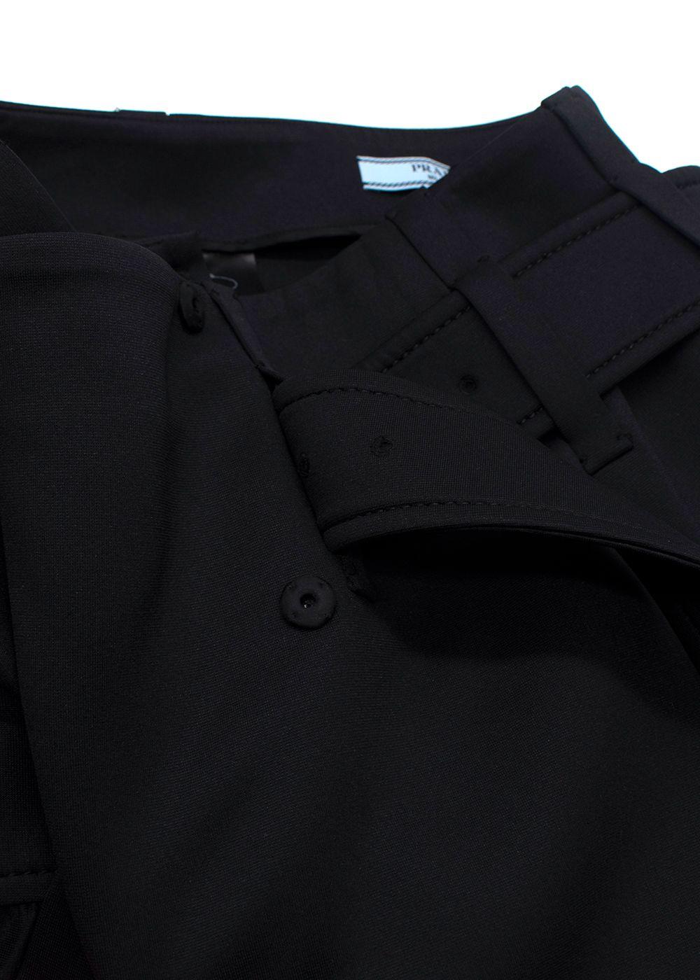 Prada Black Technical Jersey Ruffle Mini Skirt