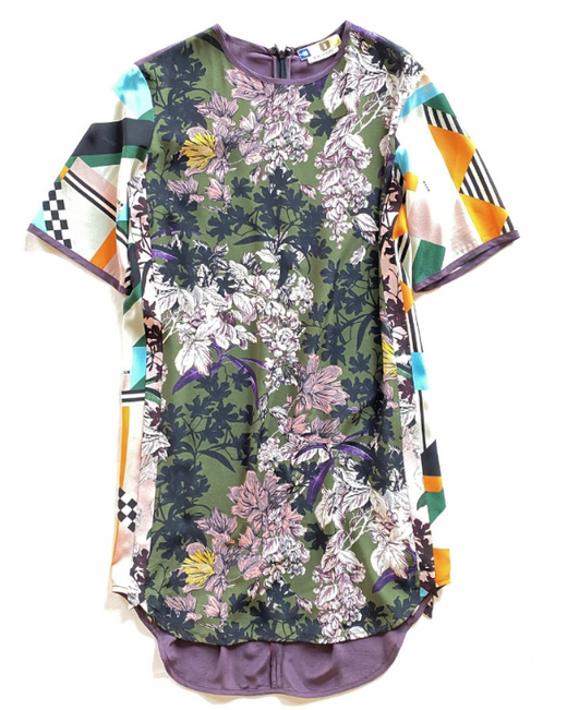 MSGM Multi-Print Silk Twill Shift Dress