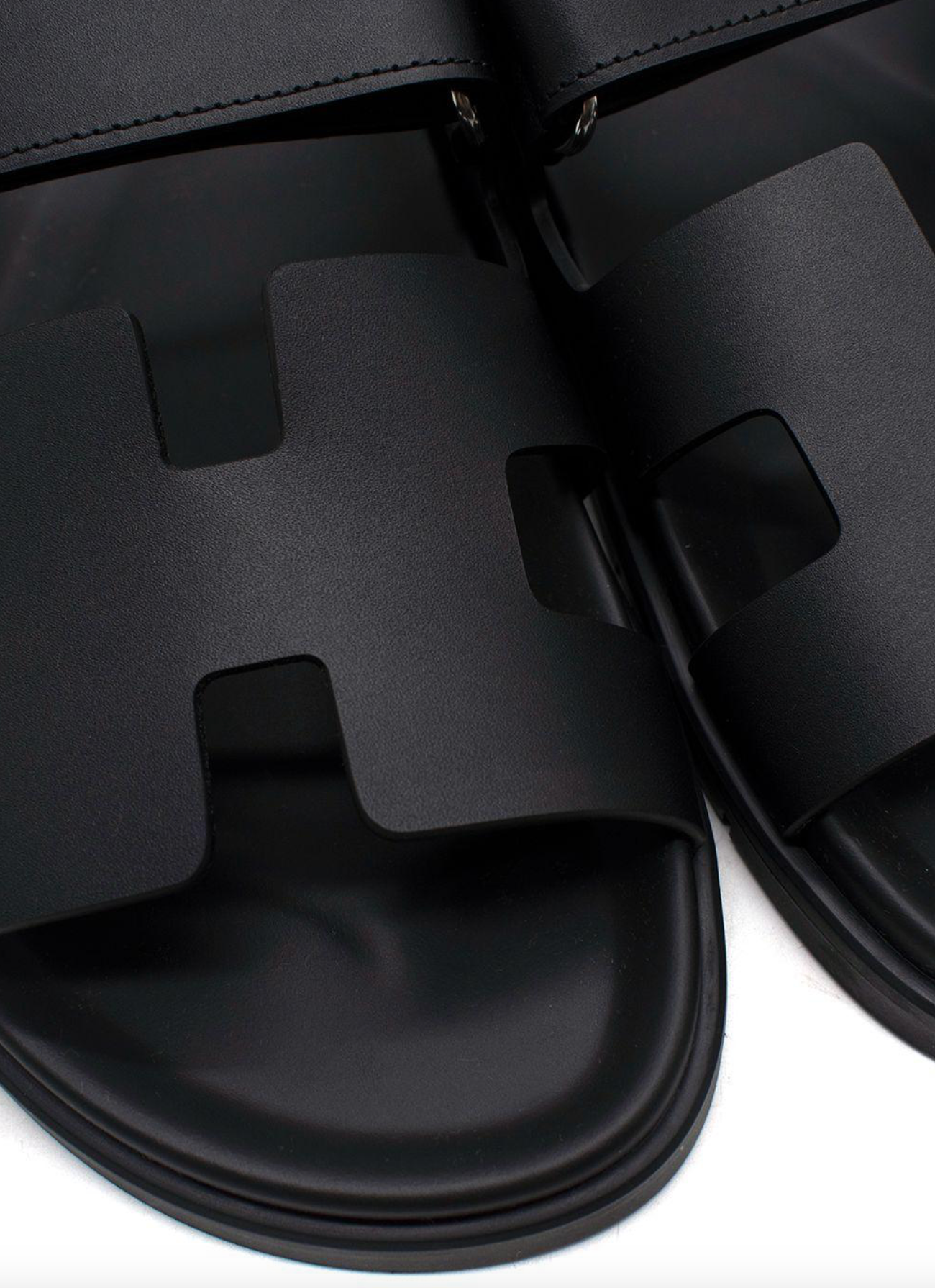 Hermes Black Leather Chypre Sandal