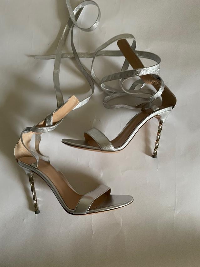 Gianvito Rossi Folie Metallic Anklewrap Sandal