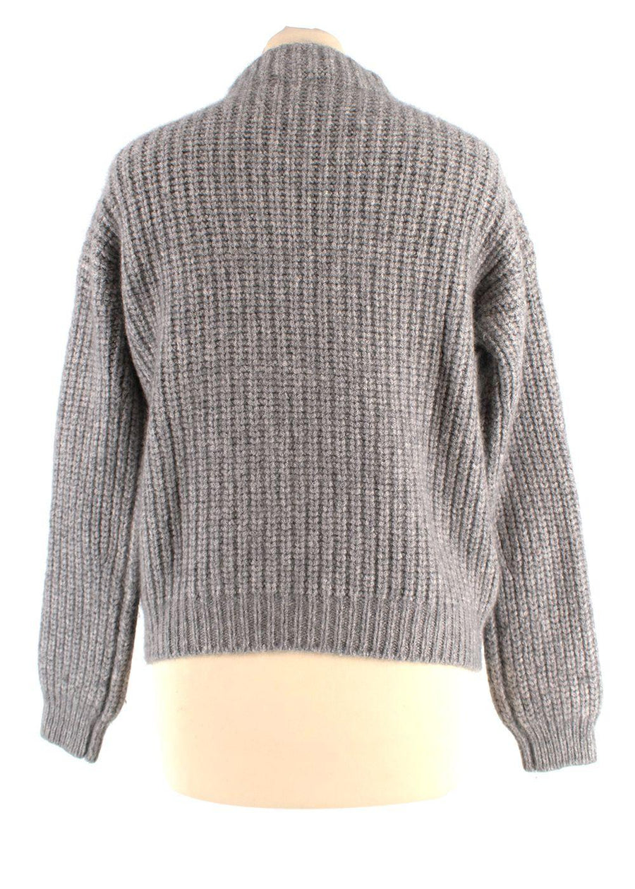 Giorgio Armani Grey Cashmere & Silk Mock-neck Jumper