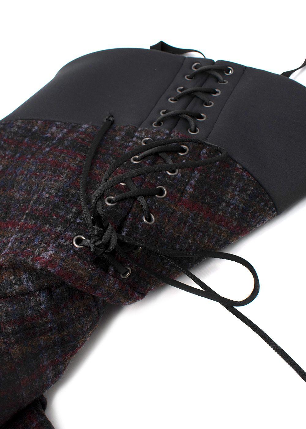 Bottega Veneta  Wool Plaid Laced Back Dress