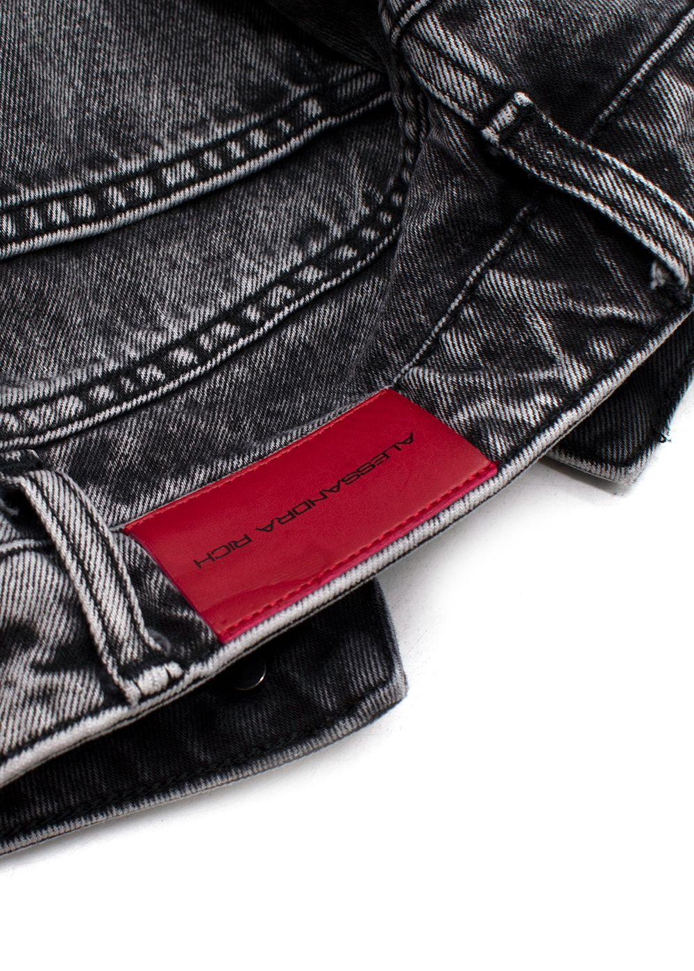 Alessandra Rich Washed Black Denim Mini Skirt