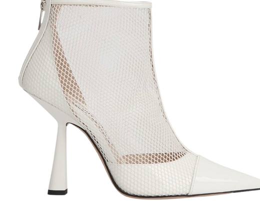 Jimmy Choo White Mesh and Leather Kix Ankle Boots