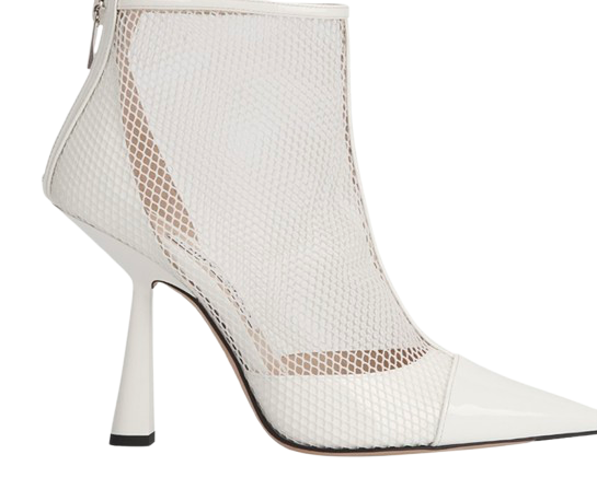 Jimmy Choo White Mesh and Leather Kix Ankle Boots