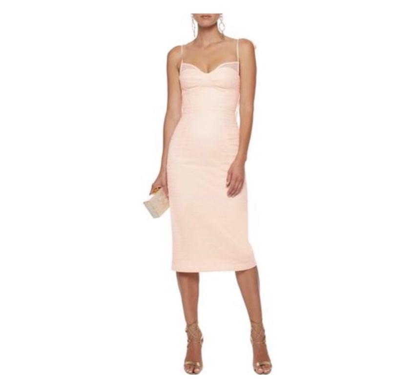 Rebecca Vallance Peach Crepe Midi Dress