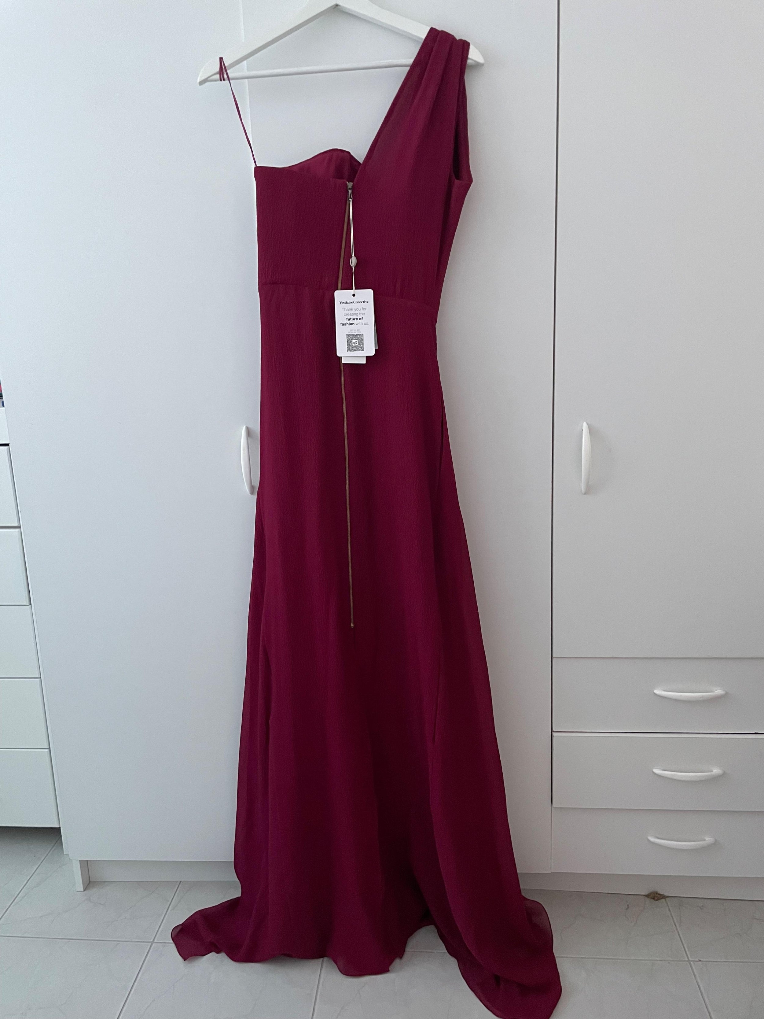 Roland Mouret Burgundy Silk Evening Gown