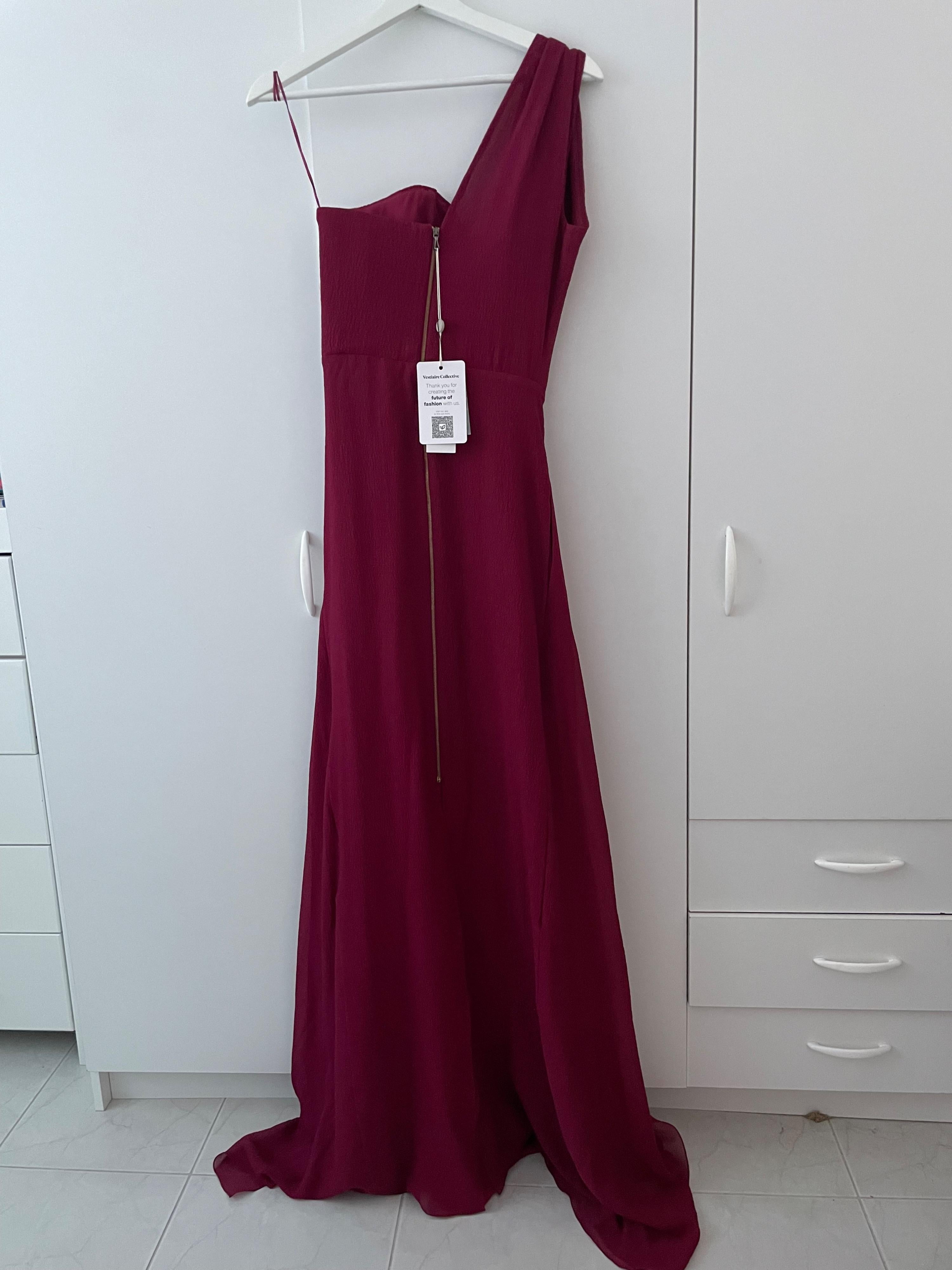 Roland Mouret Burgundy Silk Evening Gown