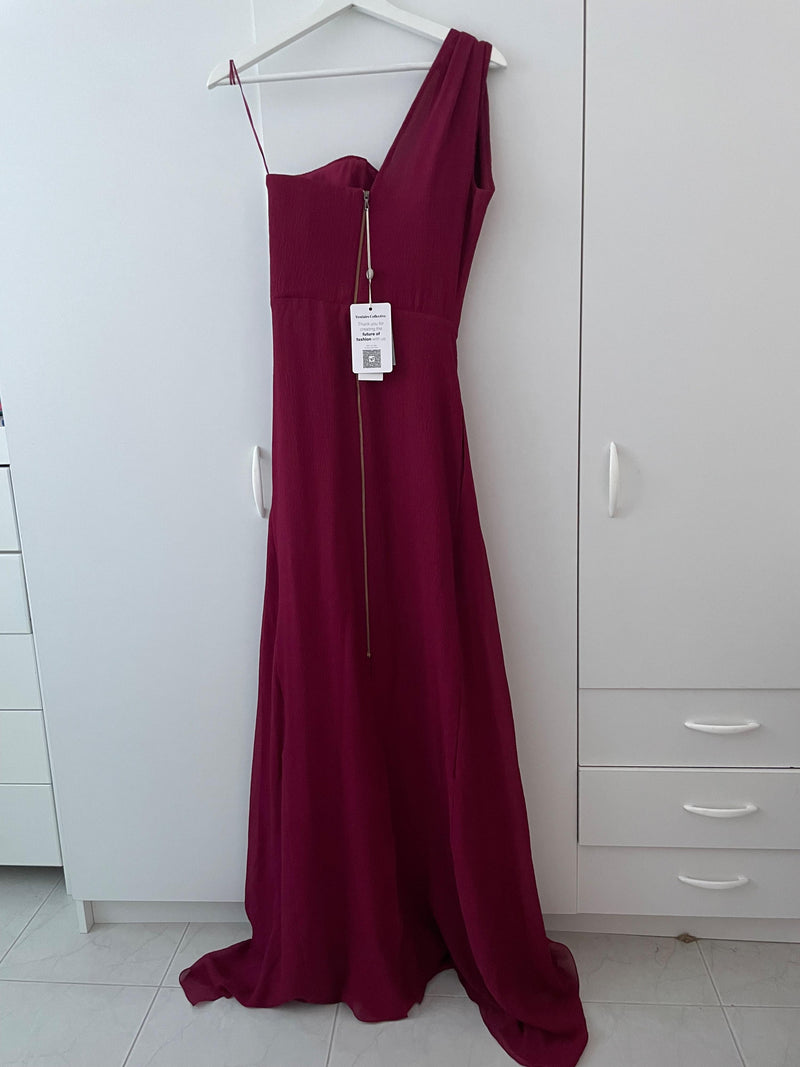 Roland Mouret Burgundy Silk Evening Gown