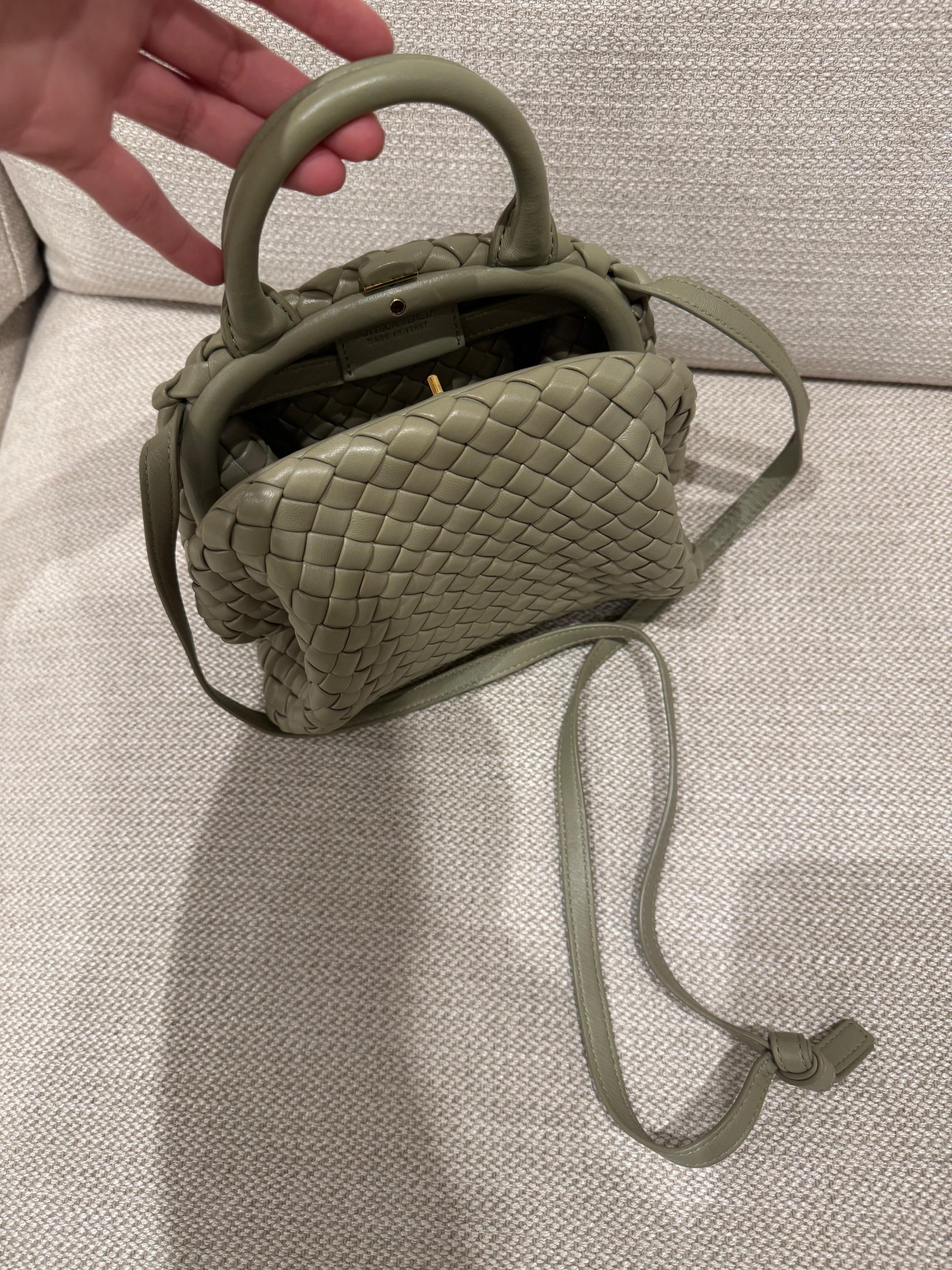 Bottega Veneta Mini Khaki Lambskin Satchel
