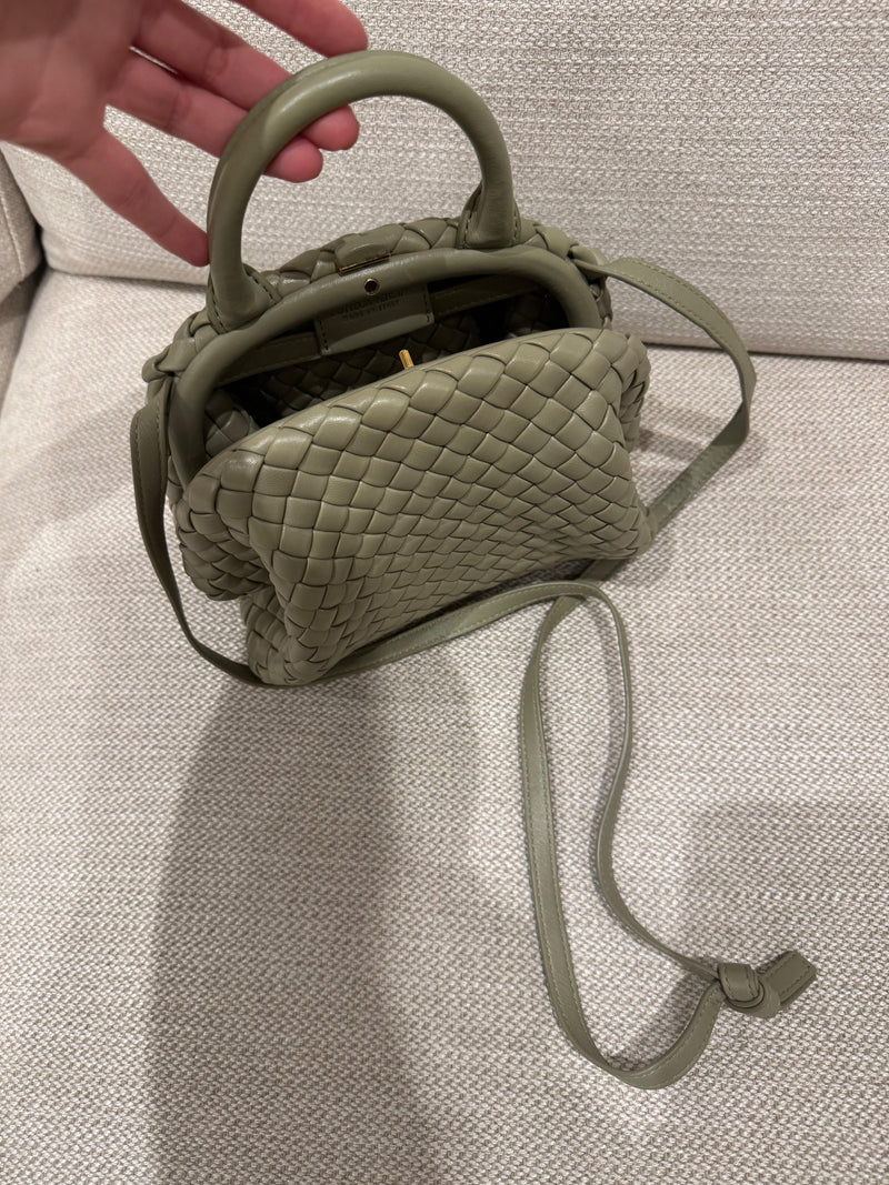 Bottega Veneta Mini Khaki Lambskin Satchel
