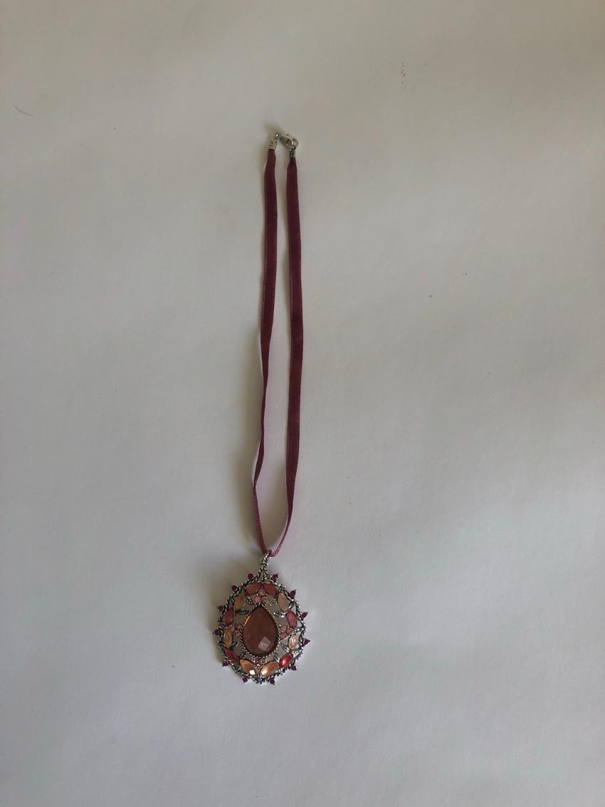 Monet Pink Crystal Embellished Satin Choker