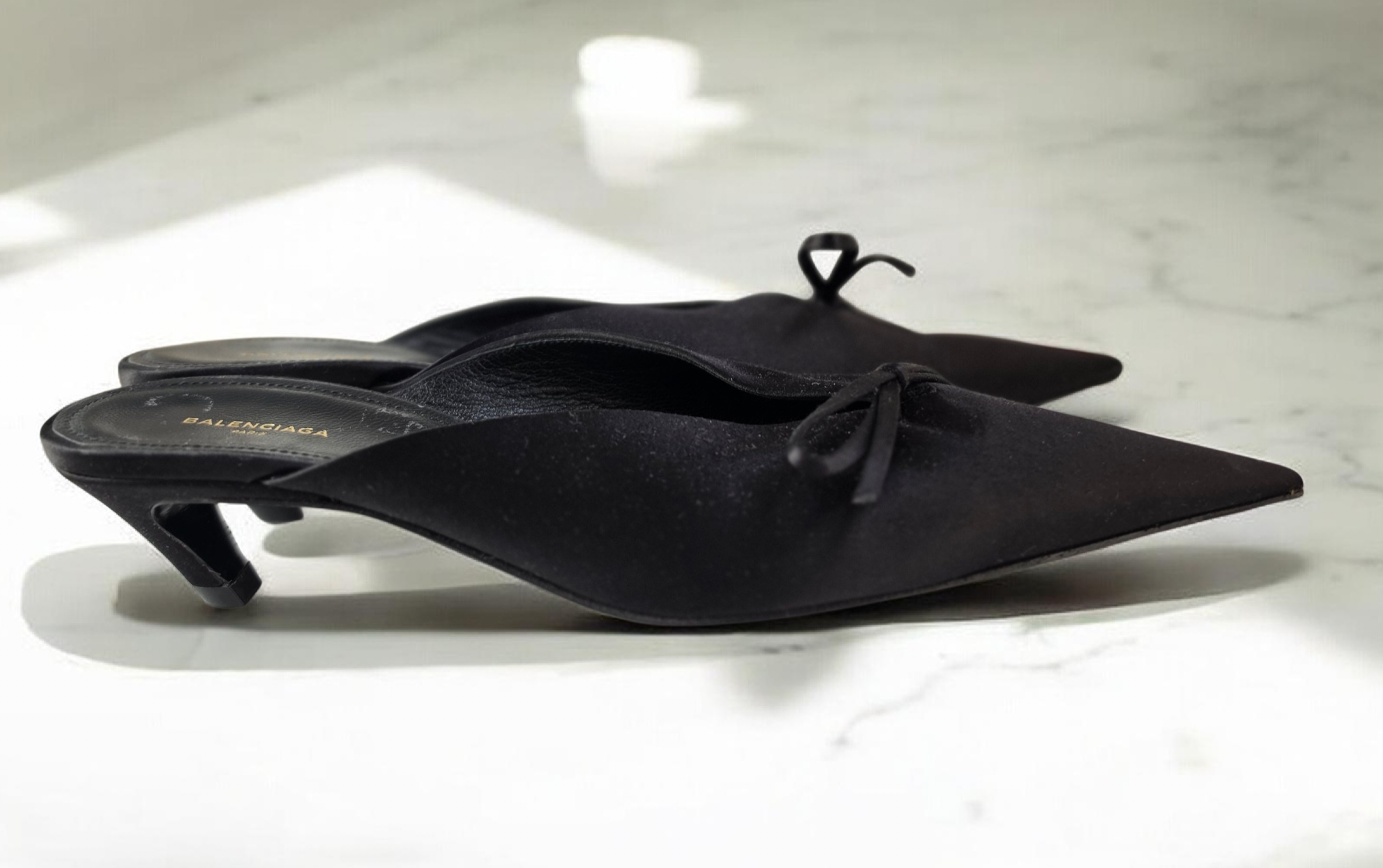 Balenciaga Black Satin Mules
