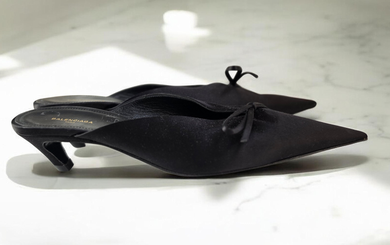 Balenciaga Black Satin Mules