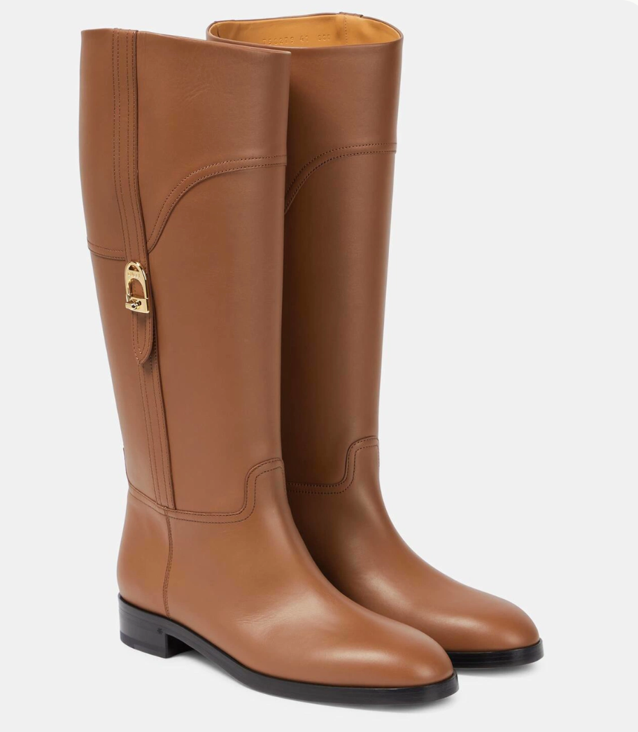 Gucci Tan Brown Leather Knee High Boots