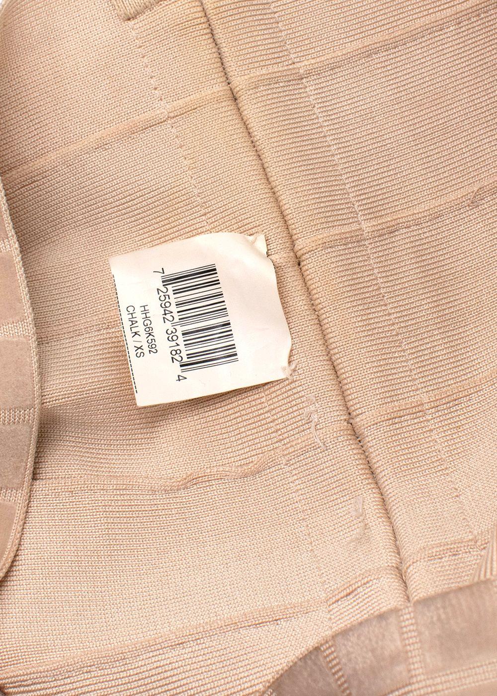 Herve Leger Beige Velvet Bandage Midi Dress