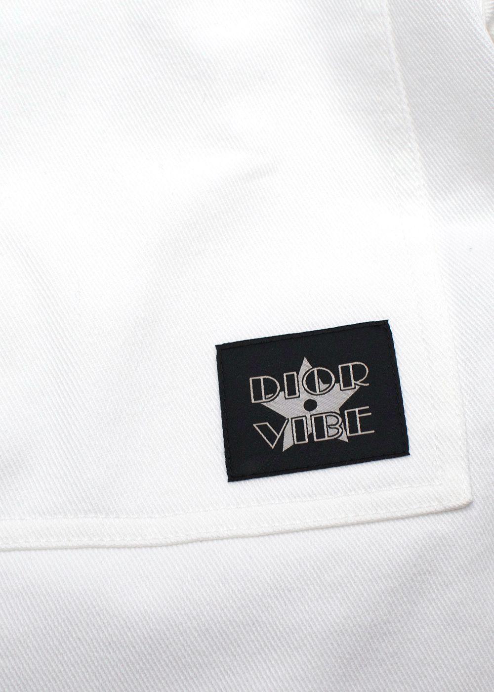 Dior White Denim Zip Shirt and Jorts Set