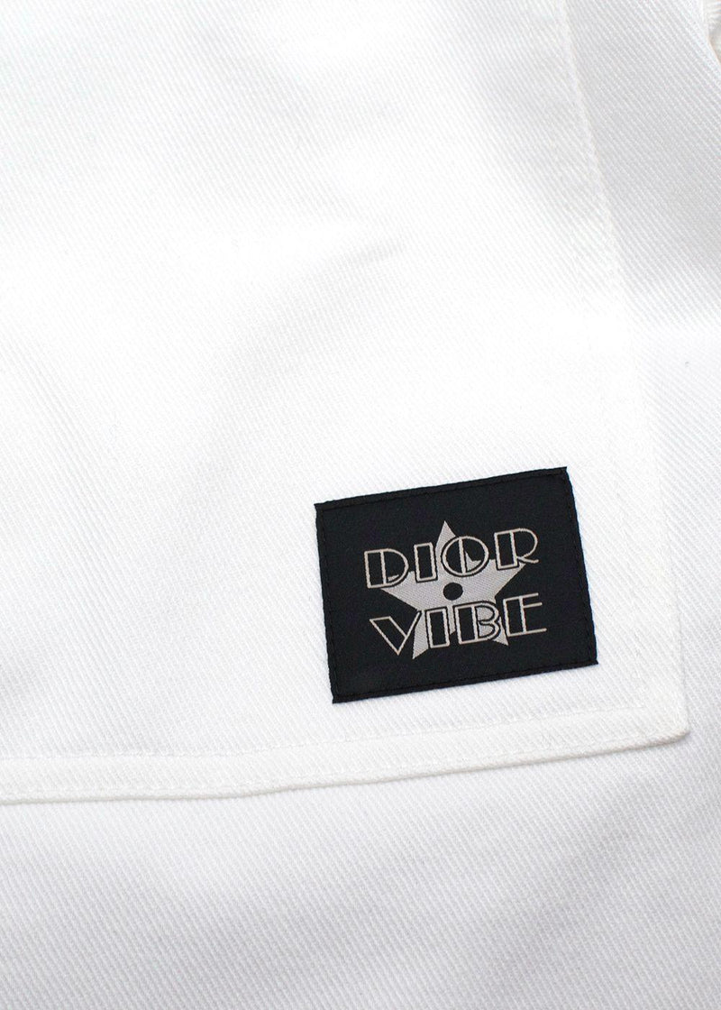 Dior White Denim Zip Shirt and Jorts Set