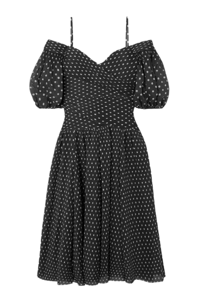 Zimmermann Off The Shoulder Black Polka Dot Midi