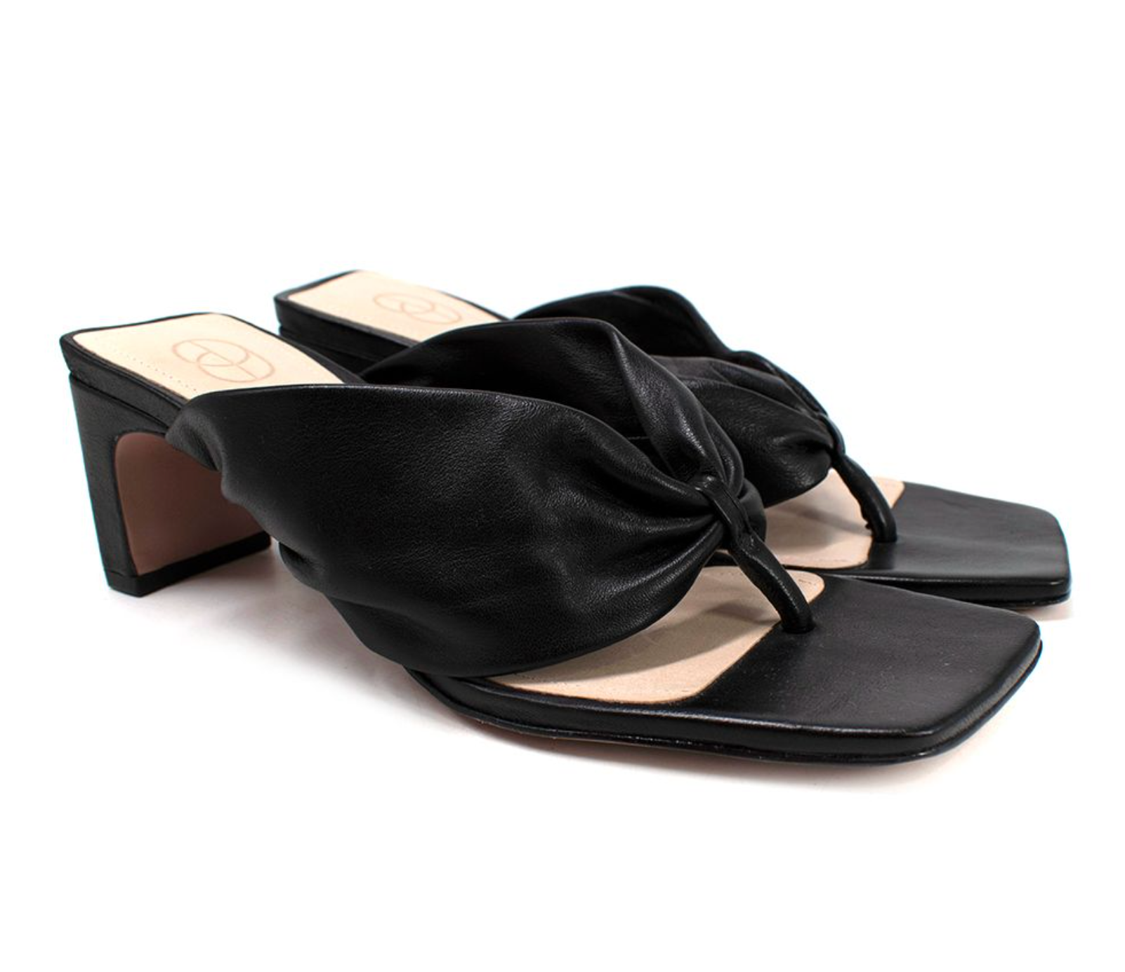 Porte & Paire Black Leather Mules
