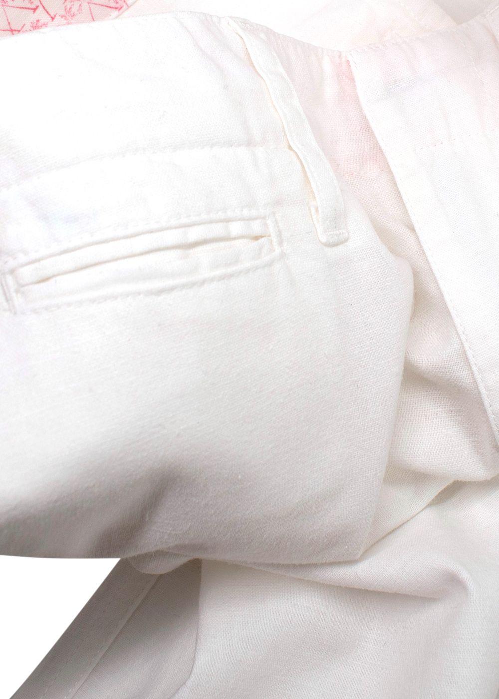Pink House Mustique White Linen-blend Trousers