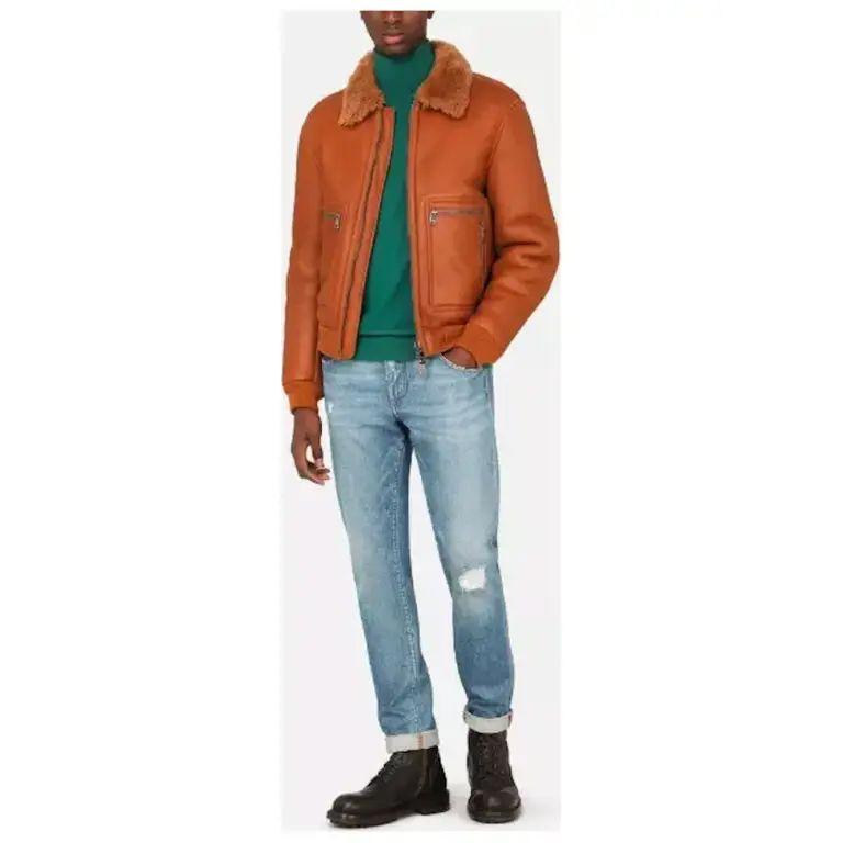 Dolce & Gabbana Tan Leather Trucker Jacket