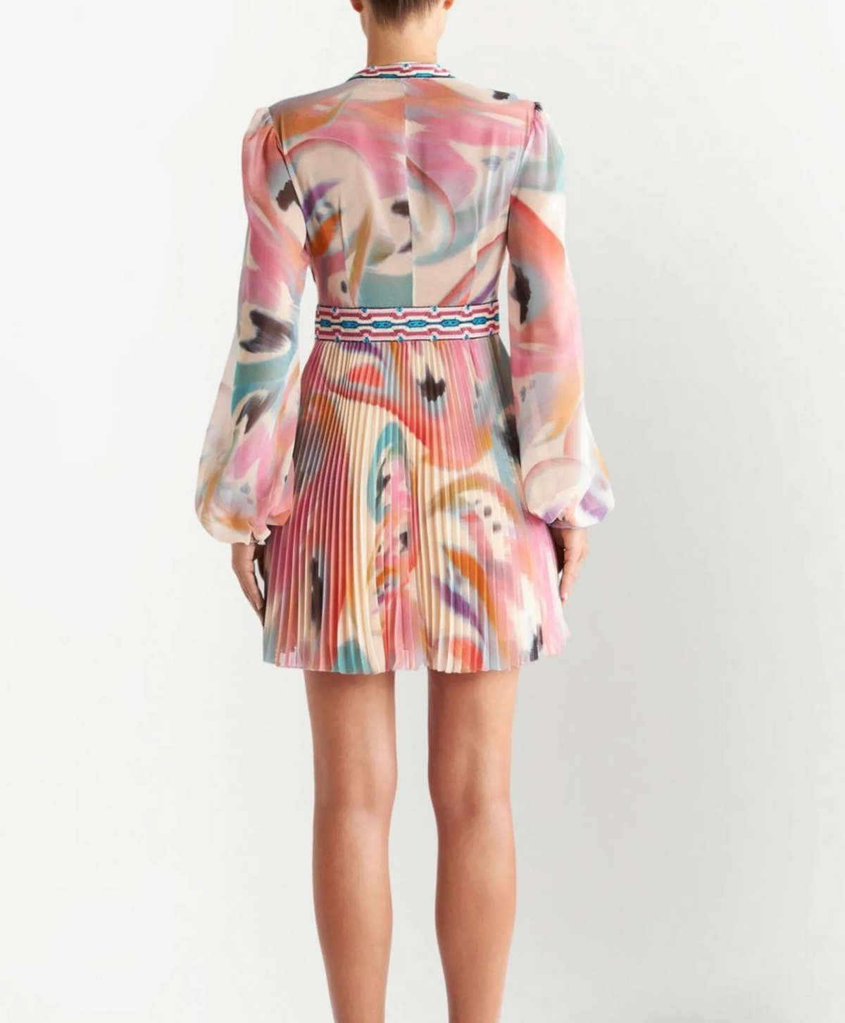 Paisley Print V Neck Minidress