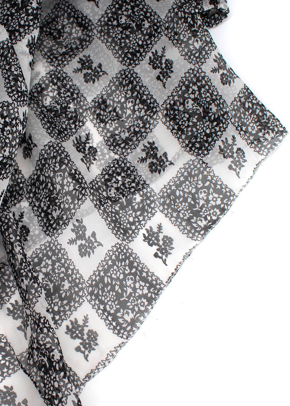 Dolce & Gabbana White and Black Sheer Silk Blouse