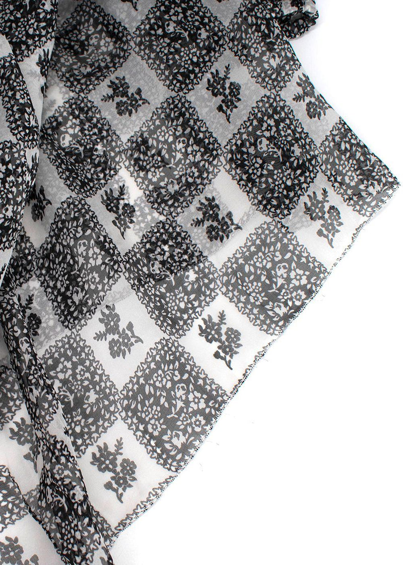 Dolce & Gabbana White and Black Sheer Silk Blouse