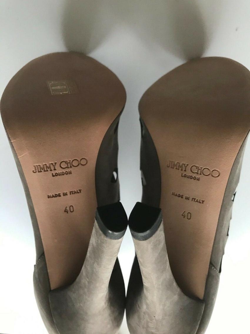 Jimmy Choo Grey Suede Reese Cut-Out Booties