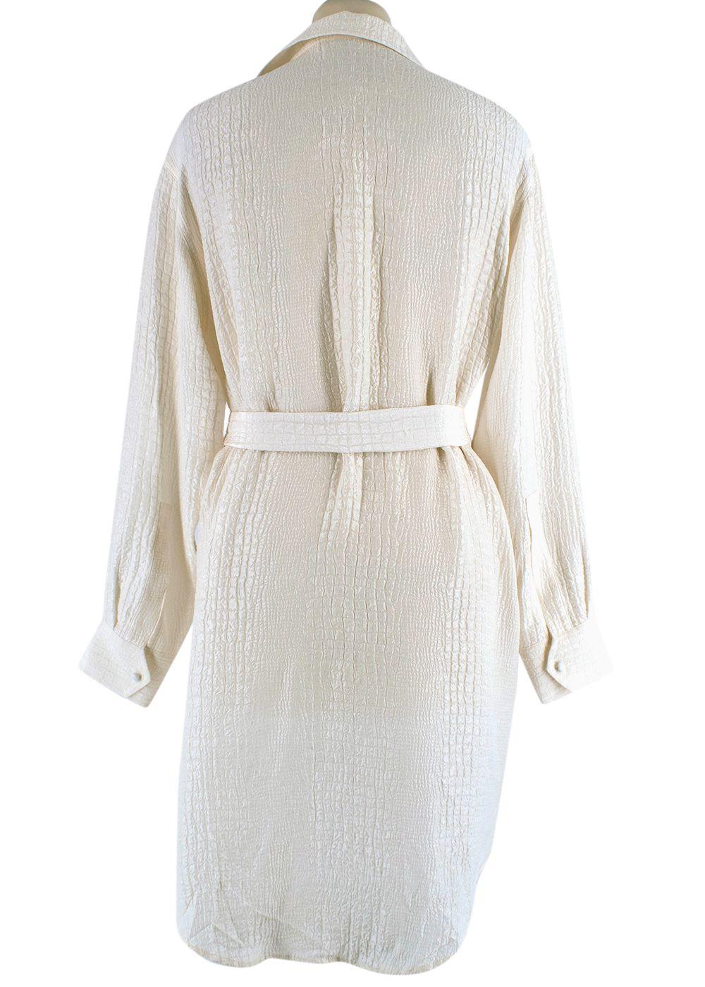 Marie France Van Damme Jacquard  Cream Silk Shirt Dress