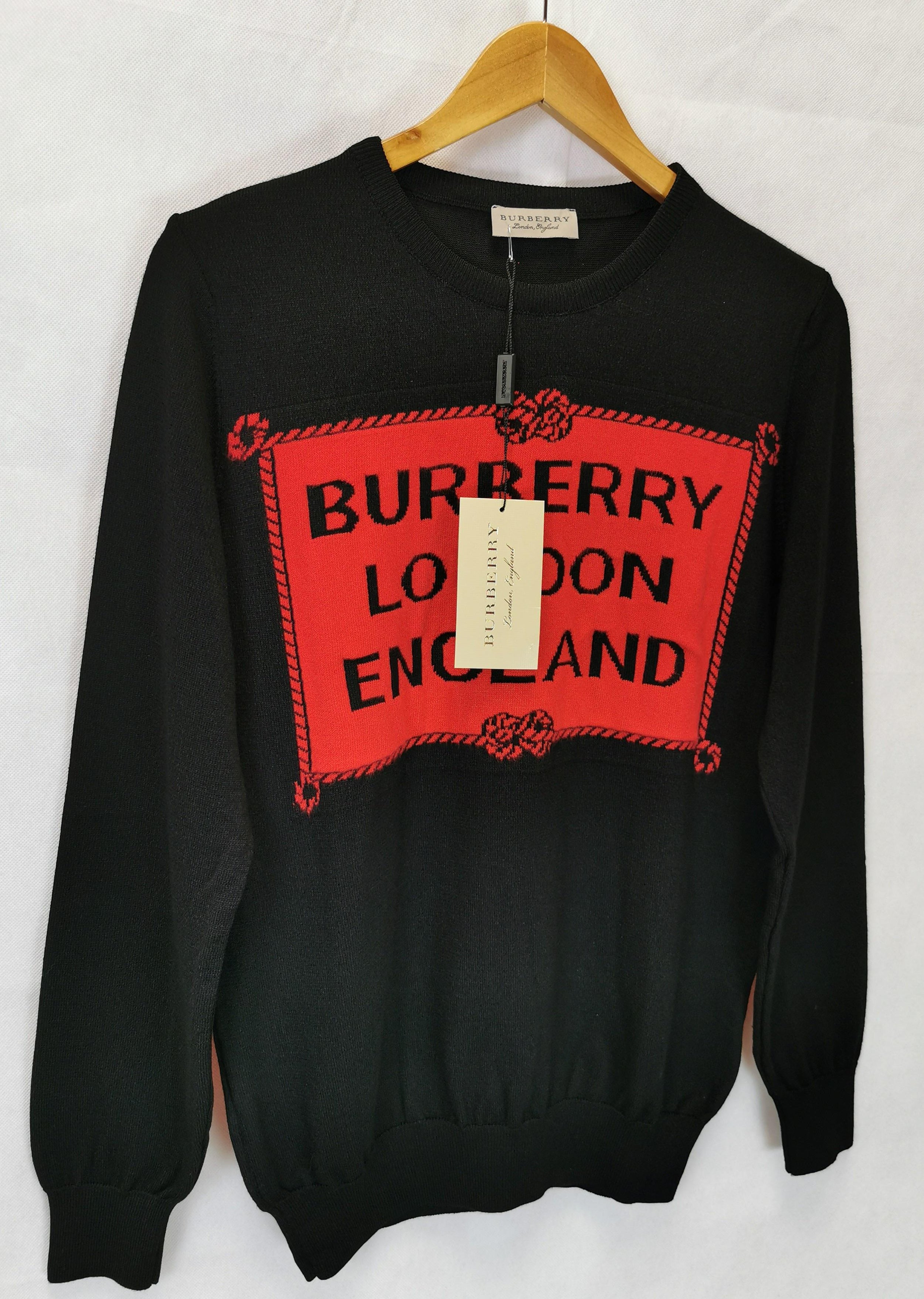 Burberry Black and Red Fine Knit Jumper