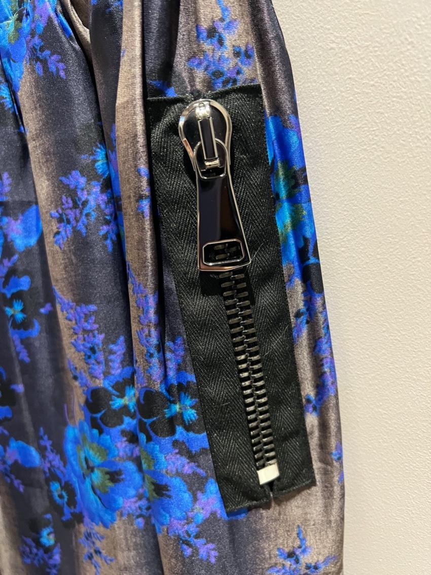 Christopher Kane Blue Floral Silk Zp Front Dress