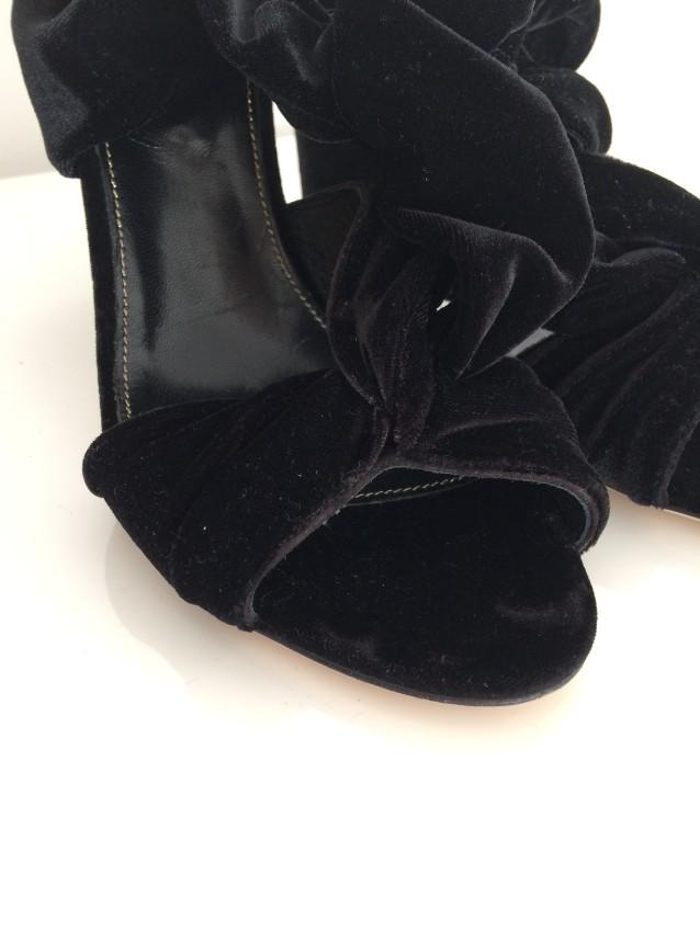 Sergio Rossi Black Velvet Knot Mules