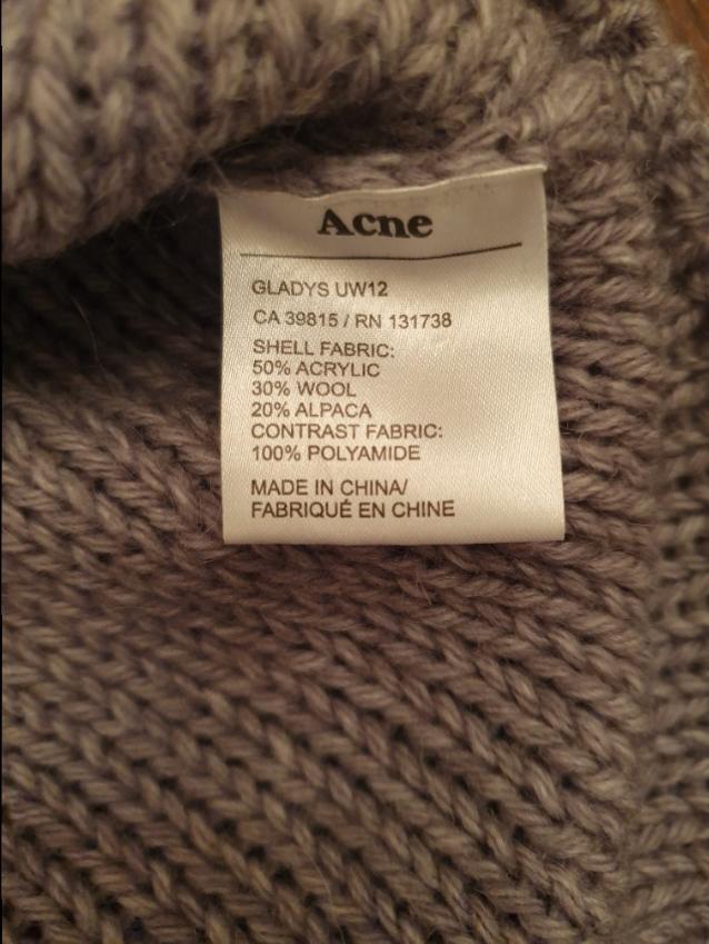 Acne Grey Mesh Panel Knit Jumper