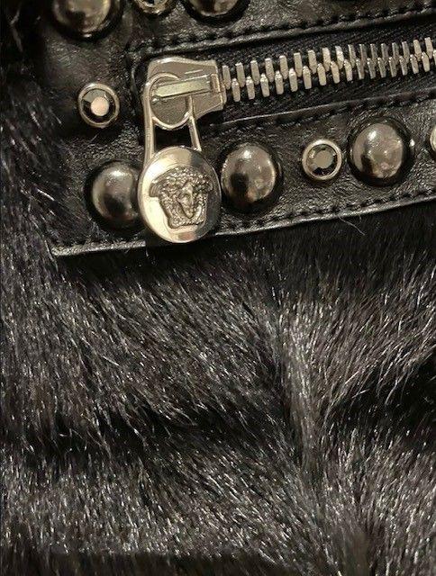 Black leather & goat fur jacket