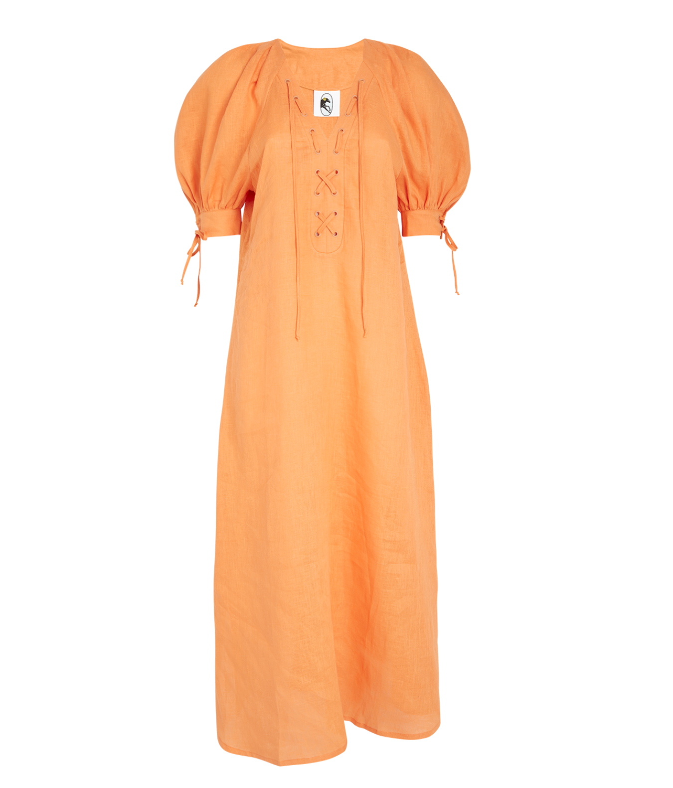 Sleeper Garden Linen Puff-Sleeve Dress