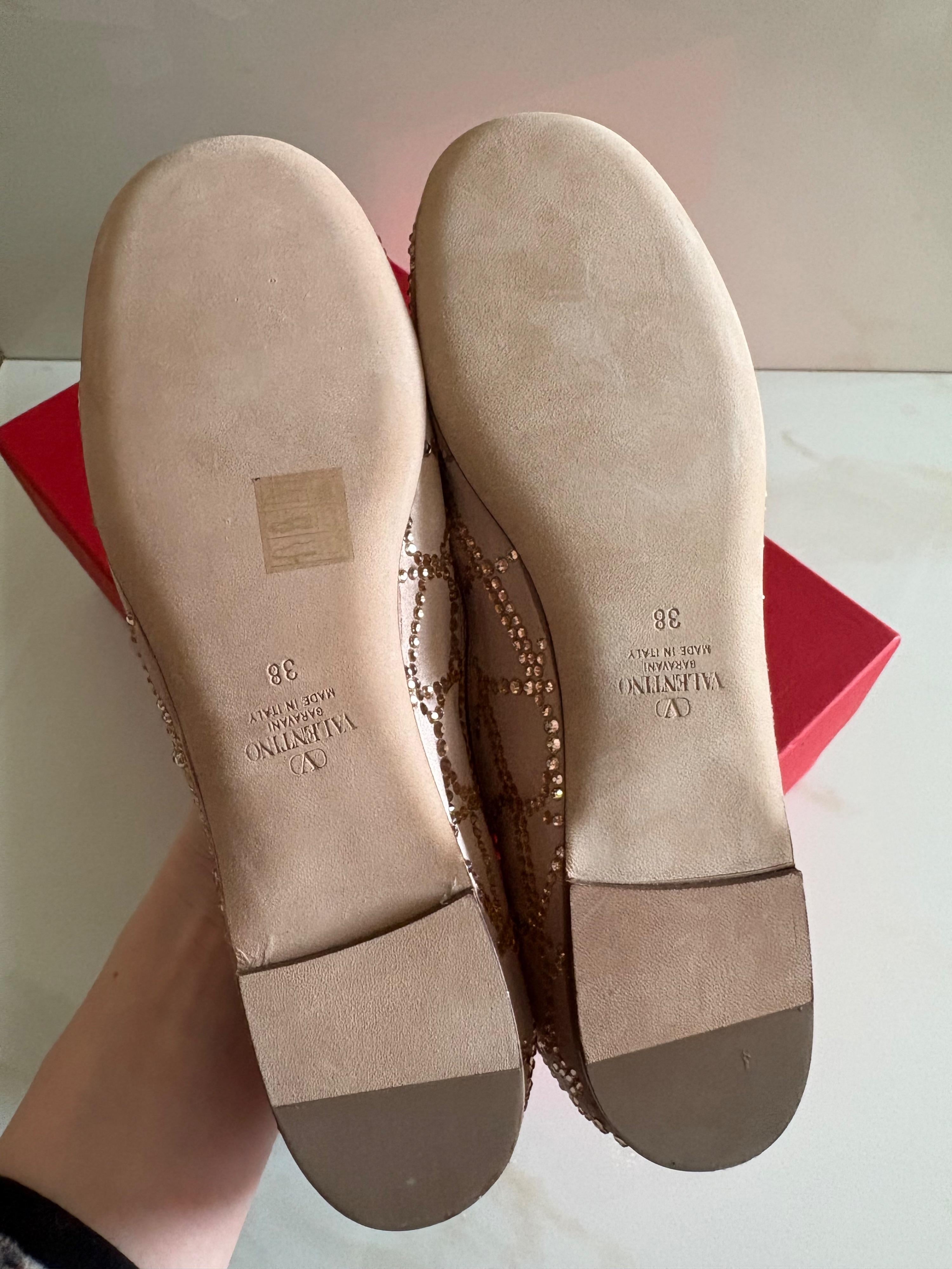 Valentino Embellished Satin Ballet Flats