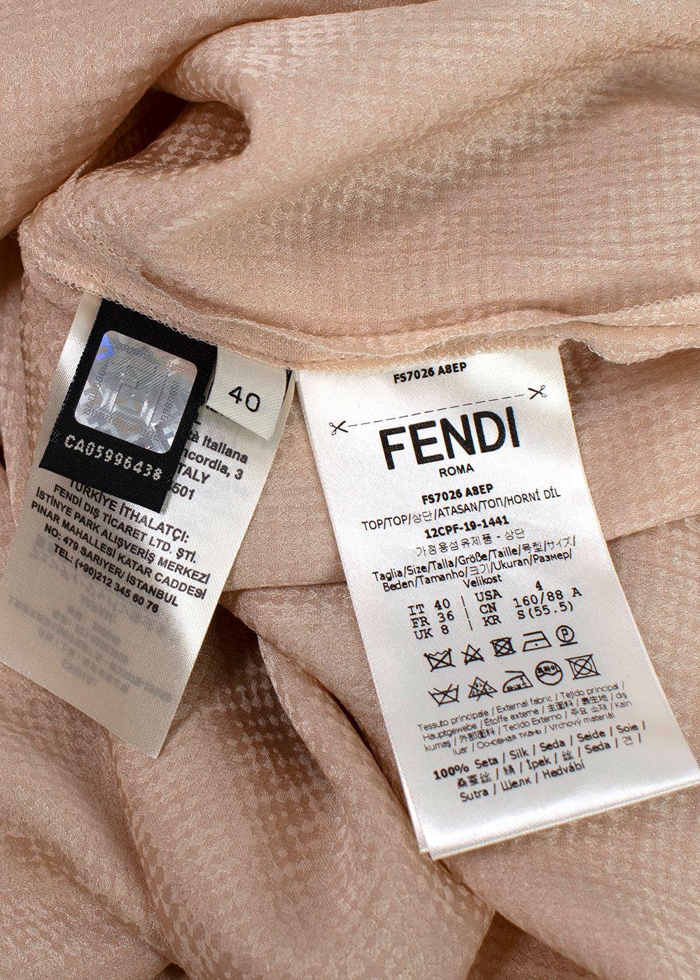 Fendi Golden Beige Blouse with Neck Tie