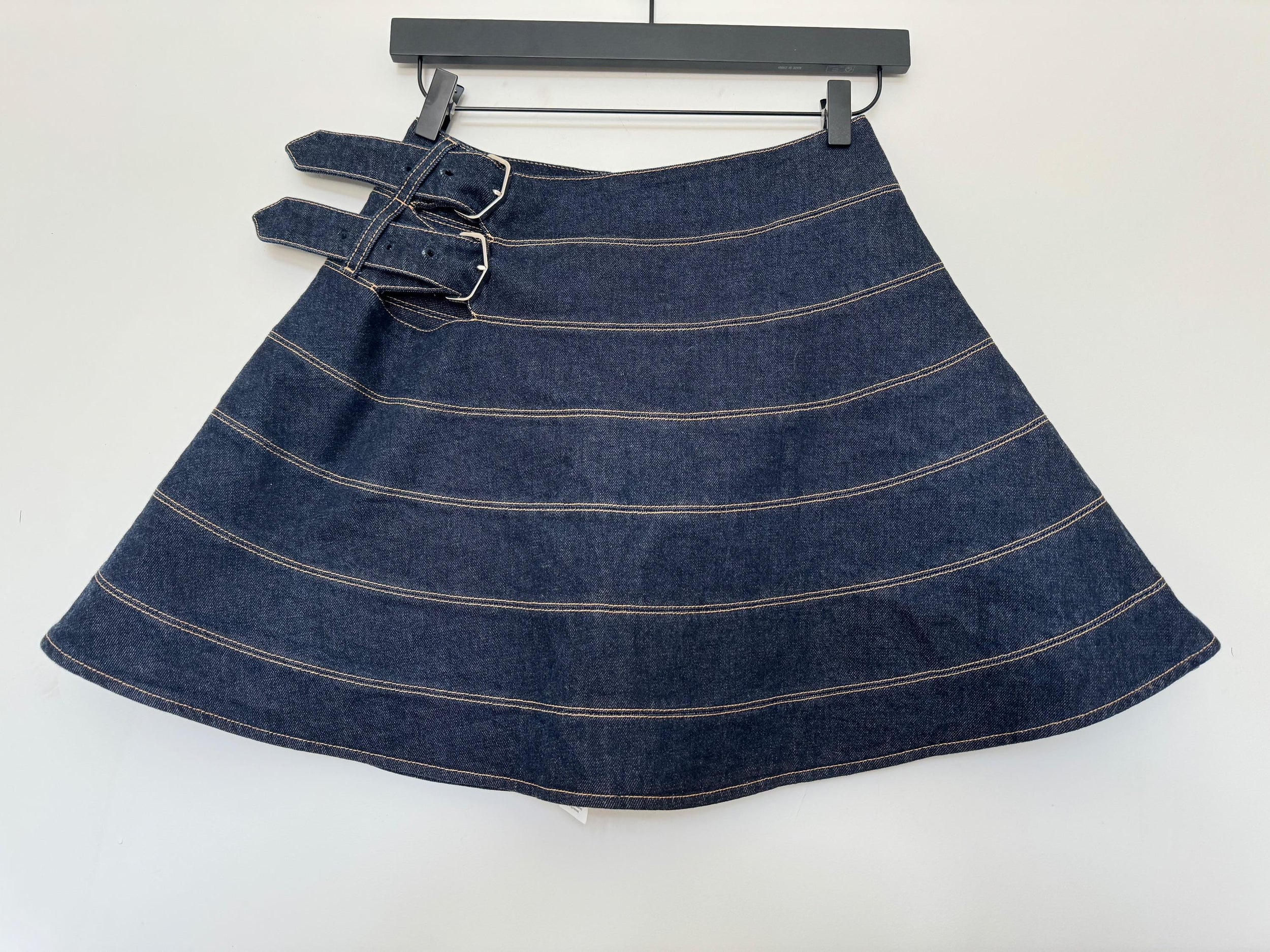 Alaia Blue Japanese Denim A-Line Mini Skirt
