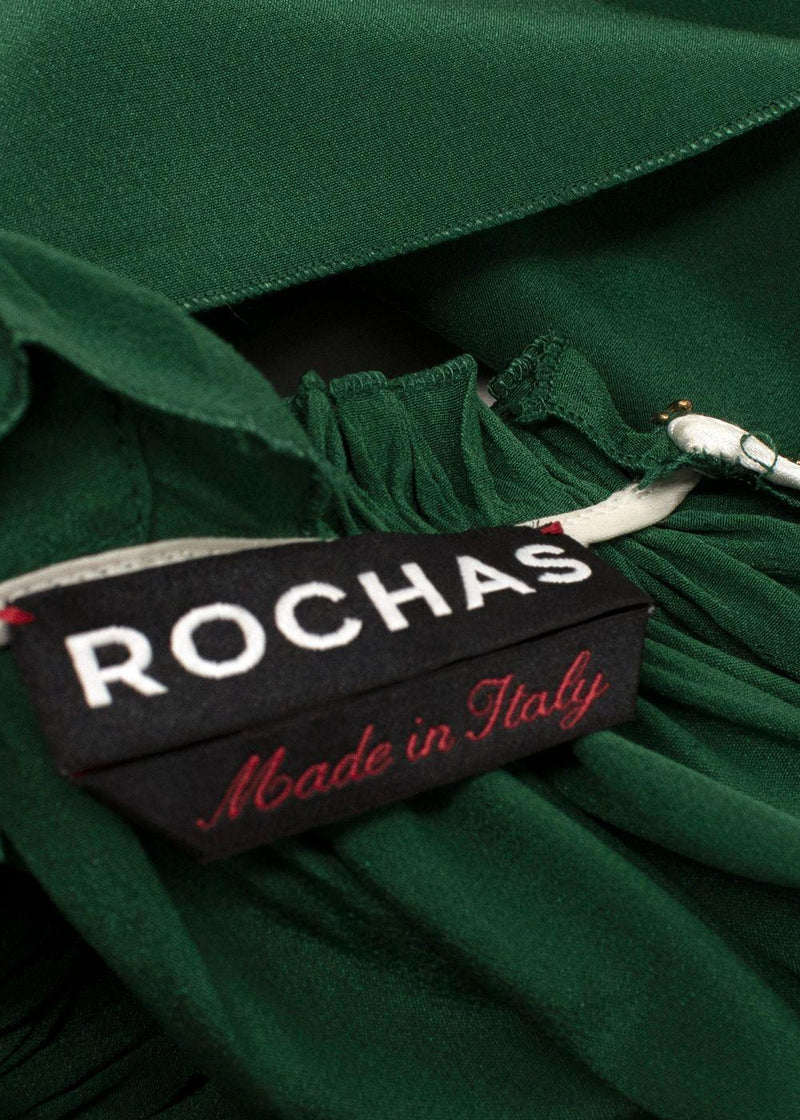 Rochas Green Pleated Open Back Dress
