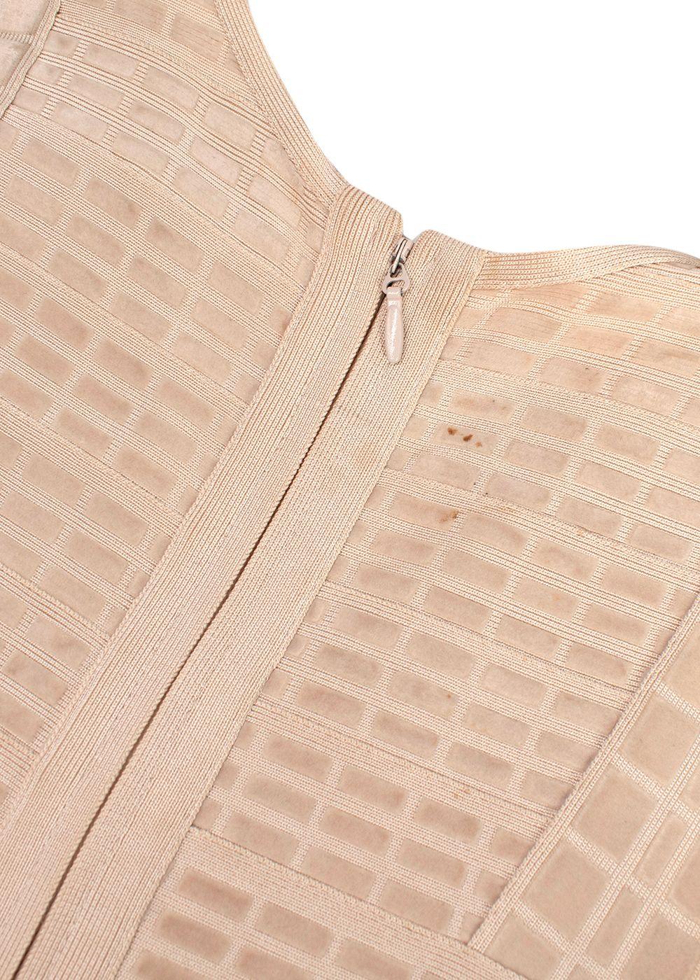 Herve Leger Beige Velvet Bandage Midi Dress