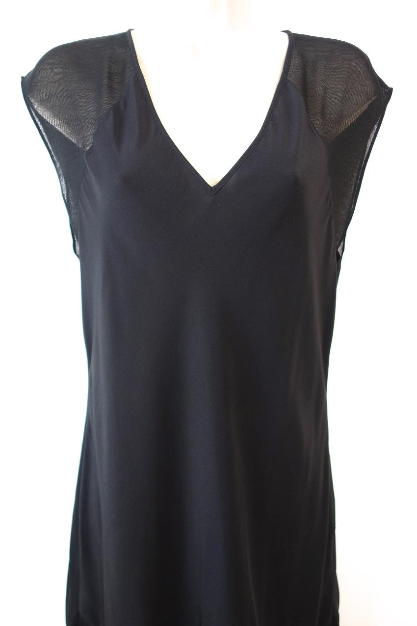 T by Alexander Wang Silk Dress with Sheer Mesh Inserts