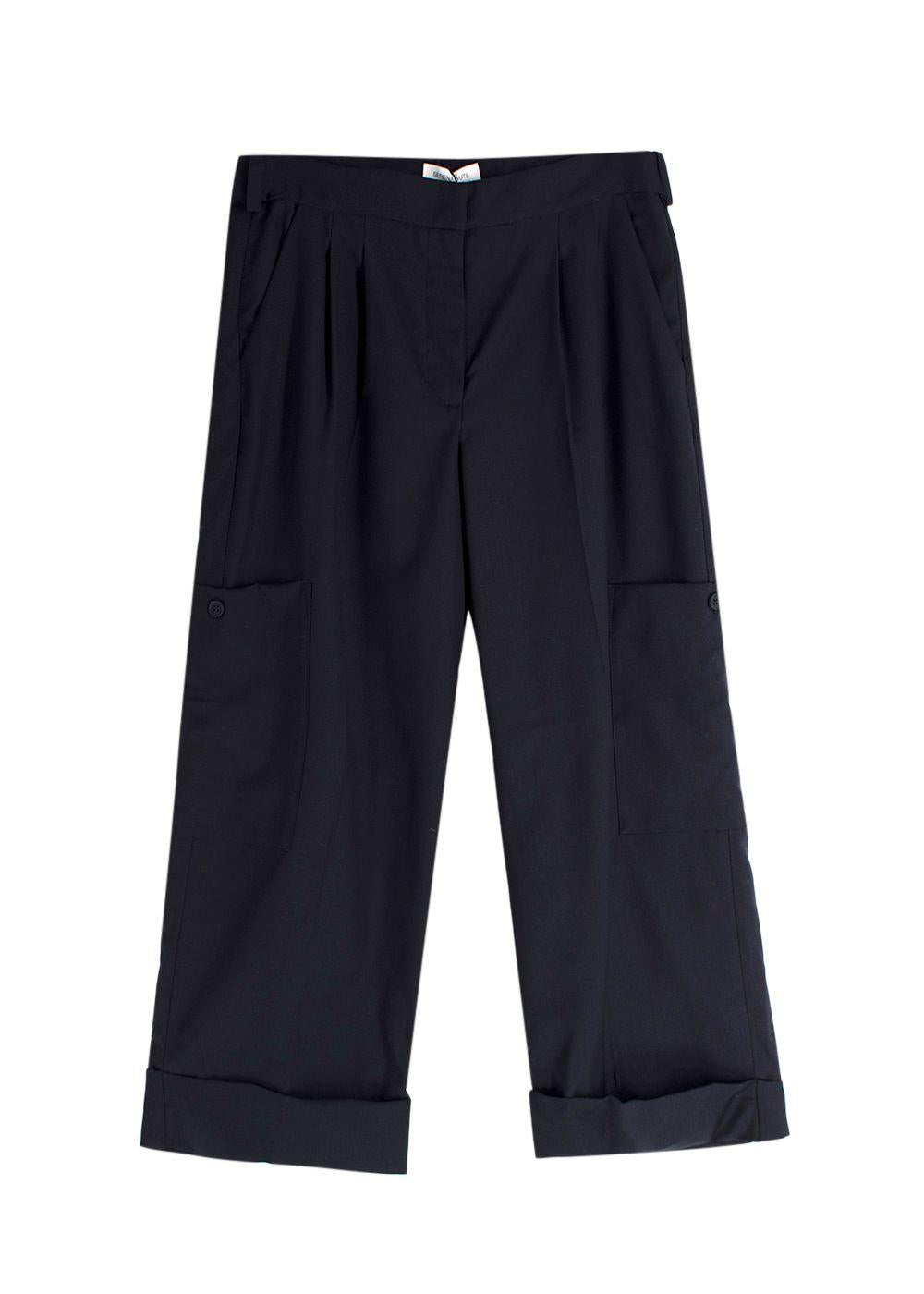 Serena Bute Navy Wool Tapered Cargo Trouser