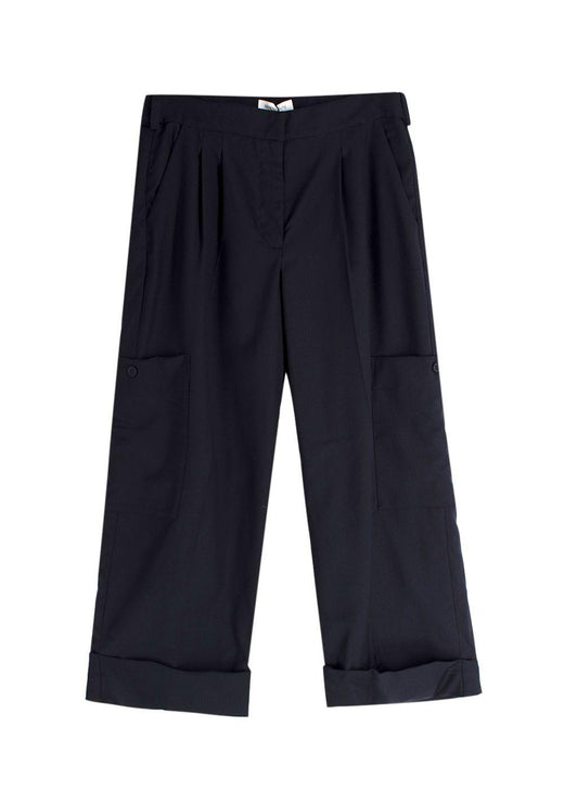 Serena Bute Navy Wool Tapered Cargo Trouser