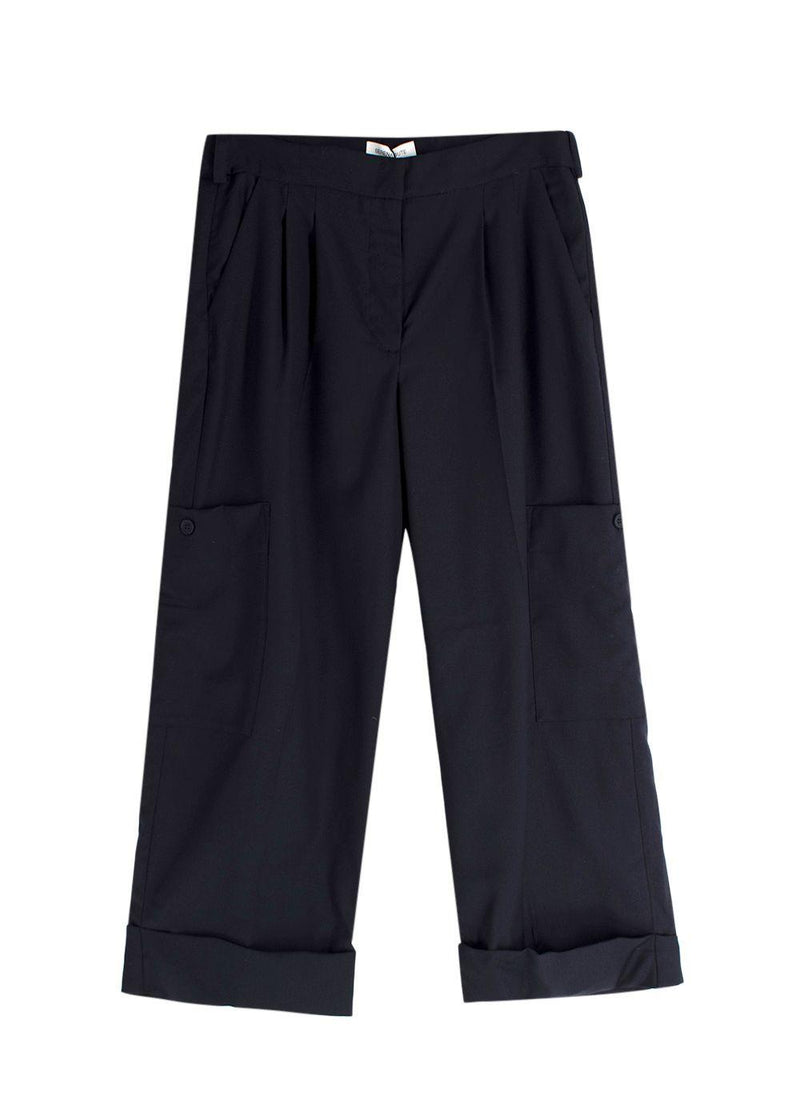 Serena Bute Navy Wool Tapered Cargo Trouser